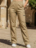 Women's High-Waisted Loose Straight-Leg Pants Casual Work Office Formal Everyday Floor-Length Trousers – Navy - Lolly 