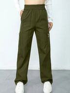 Women's High-Waisted Loose Straight-Leg Pants Casual Work Office Formal Everyday Floor-Length Trousers – Navy - Lolly 