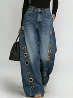 Women's High-Waisted Wide Leg Jeans Casual Loose Everyday Streetwear Fashion Zipper Fly Denim Pants – Riviera - Lolly 