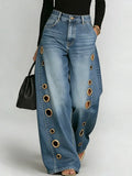 Women's High-Waisted Wide Leg Jeans Casual Loose Everyday Streetwear Fashion Zipper Fly Denim Pants – Riviera - Lolly 