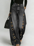 Women's High-Waisted Wide Leg Jeans Casual Loose Everyday Streetwear Fashion Zipper Fly Denim Pants – Riviera - Lolly 