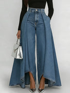 Women's High-Waisted Wide Leg Jeans Loose Casual Everyday Streetwear Fashion Palazzo Denim Pants Flare – Maverick - Lolly 
