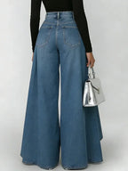 Women's High-Waisted Wide Leg Jeans Loose Casual Everyday Streetwear Fashion Palazzo Denim Pants Flare – Maverick - Lolly 