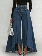 Women's High-Waisted Wide Leg Jeans Loose Casual Everyday Streetwear Fashion Palazzo Denim Pants Flare – Maverick - Lolly 