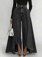 Women's High-Waisted Wide Leg Jeans Loose Casual Everyday Streetwear Fashion Palazzo Denim Pants Flare – Maverick - Lolly 