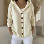 Women's Hooded Cardigan Relaxed Fit Button-Front Knit Sweater Casual Layering - Lolly 