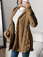 Women's Hooded Long Cardigan Plush Fleece Oversized Button-Front Winter Cozy Coat - Lolly 