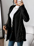 Women's Hooded Long Cardigan Plush Fleece Oversized Button-Front Winter Cozy Coat - Lolly 
