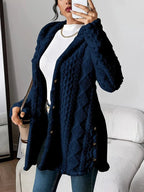 Women's Hooded Long Cardigan Plush Fleece Oversized Button-Front Winter Cozy Coat - Lolly 