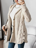 Women's Hooded Long Cardigan Plush Fleece Oversized Button-Front Winter Cozy Coat - Lolly 