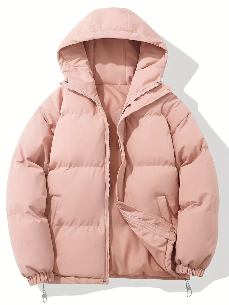 Women's Hooded Puffer Jacket Oversized Winter Coat Quilted Zip-Up Warm - Lolly 
