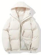 Women's Hooded Puffer Jacket Quilted Winter Coat Zip-Up Warm Outerwear - Lolly 
