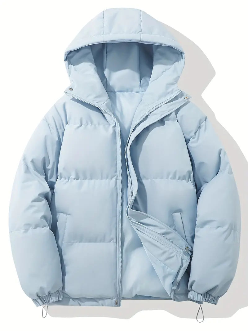 Women's Hooded Puffer Jacket Quilted Winter Coat Zip-Up Warm Outerwear - Lolly 