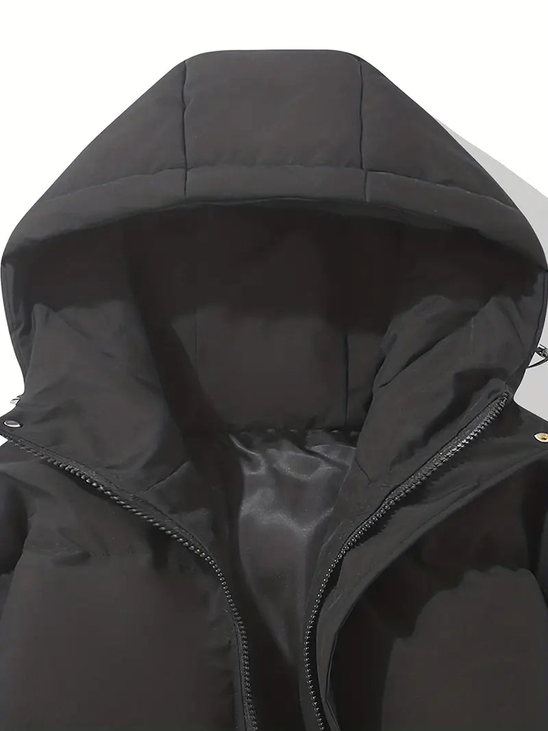 Women's Hooded Puffer Jacket Quilted Winter Coat Zip-Up Warm Outerwear - Lolly 