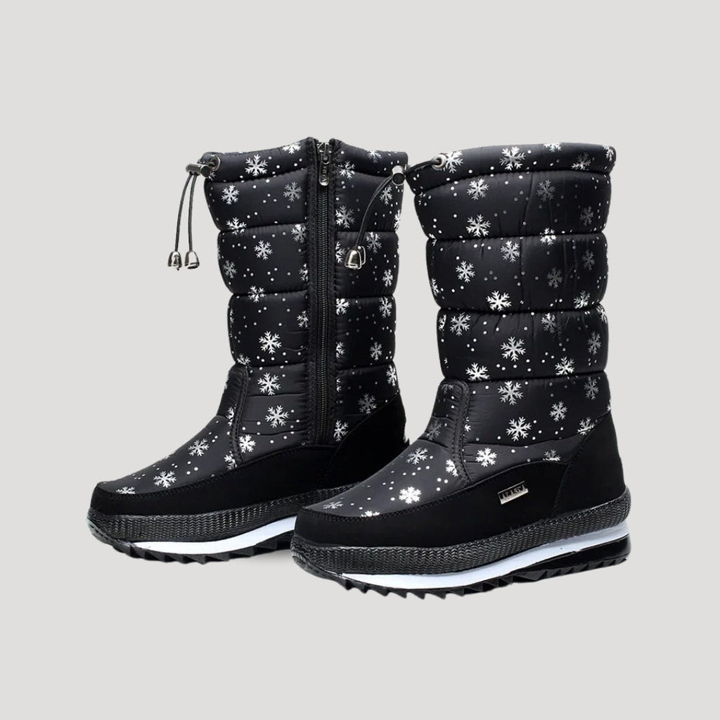 Women's Insulated Waterproof Snow Boots Mid-Calf Winter Cold Weather Slip-Resistant - Lolly 