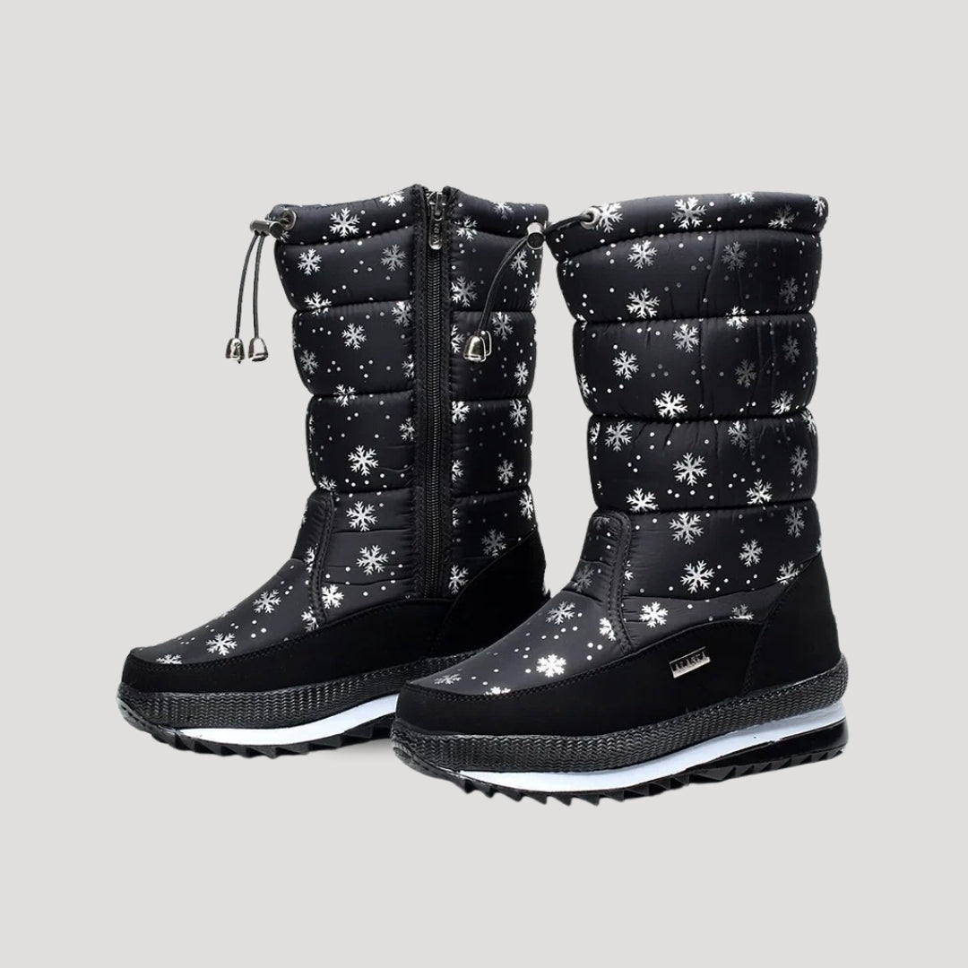 Women's Insulated Waterproof Snow Boots Mid-Calf Winter Cold Weather Slip-Resistant - Lolly 