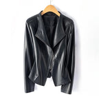 Women's Jacket – Asymmetric Zip Wide Lapel Cropped - Lolly 