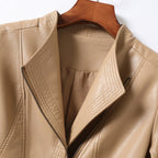 Women's Jacket – Asymmetric Zip Wide Lapel Cropped - Lolly 