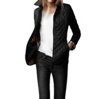 Women's Jacket Diamond Quilted Snap Button Front with Spread Collar - Lolly 