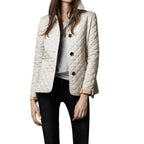 Women's Jacket Diamond Quilted Snap Button Front with Spread Collar - Lolly 
