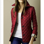 Women's Jacket Diamond Quilted Snap Button Front with Spread Collar - Lolly 