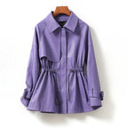 Women's Jacket with Drawstring Elasticated Waist and Cuff Buckle Straps - Lolly 