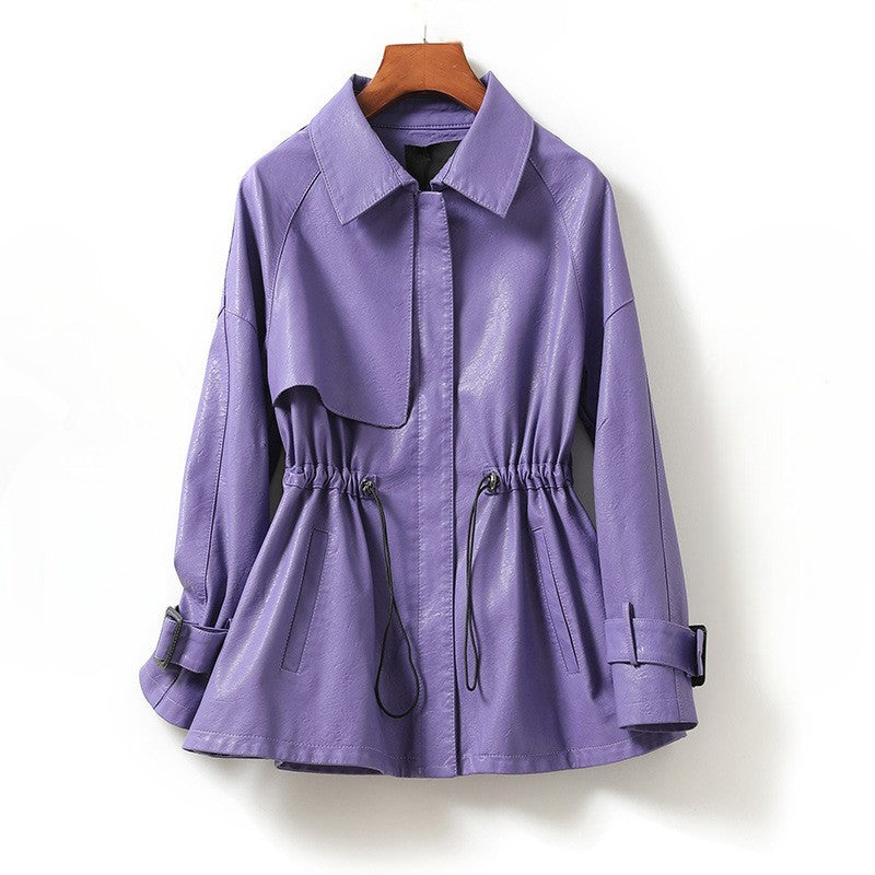 Women's Jacket with Drawstring Elasticated Waist and Cuff Buckle Straps - Lolly 