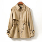 Women's Jacket with Drawstring Elasticated Waist and Cuff Buckle Straps - Lolly 
