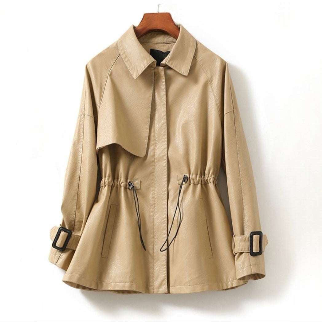 Women's Jacket with Drawstring Elasticated Waist and Cuff Buckle Straps - Lolly 
