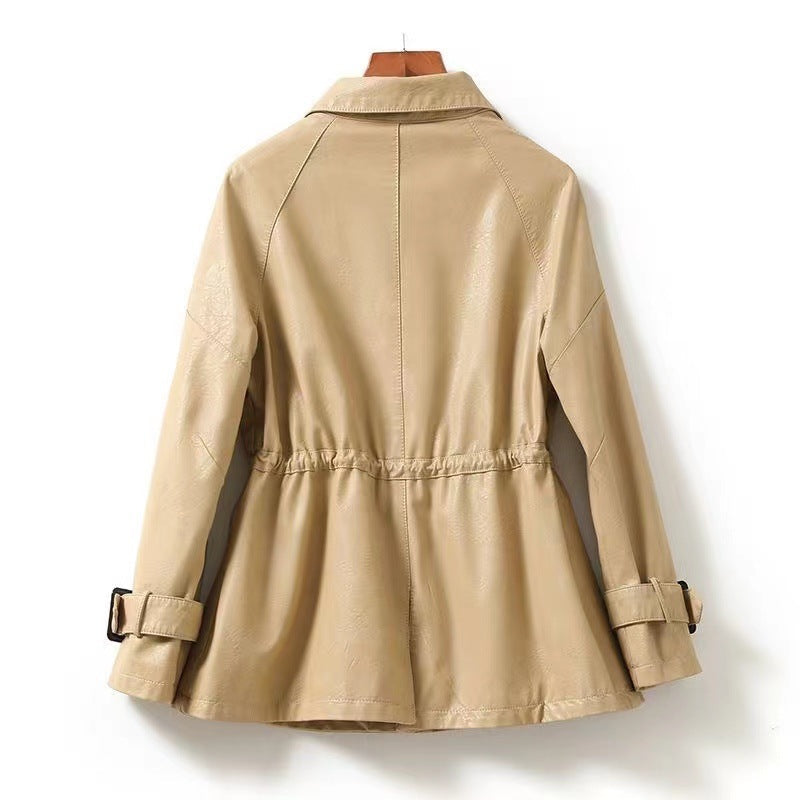 Women's Jacket with Drawstring Elasticated Waist and Cuff Buckle Straps - Lolly 