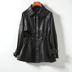 Women's Jacket with Drawstring Elasticated Waist and Cuff Buckle Straps - Lolly 