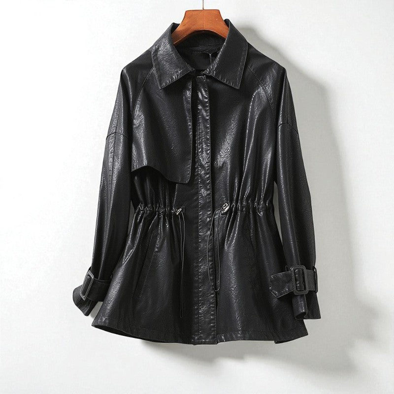 Women's Jacket with Drawstring Elasticated Waist and Cuff Buckle Straps - Lolly 