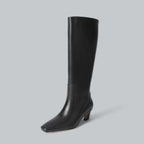 Women's Knee-High Boots Square Toe Kitten Heel Office Work Fall Winter - Lolly 