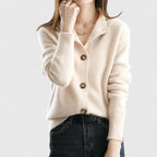 Women's Knit Cardigan Button-Down V-Neck Casual Office Workwear - Lolly 