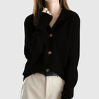 Women's Knit Cardigan Button-Down V-Neck Casual Office Workwear - Lolly 