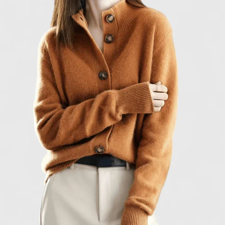 Women's Knit Cardigan Button-Down V-Neck Casual Office Workwear - Lolly 
