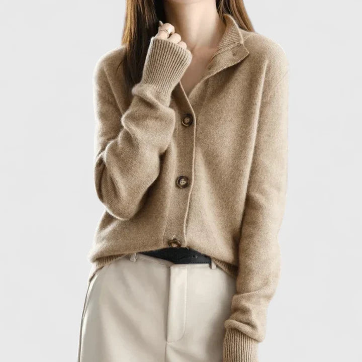 Women's Knit Cardigan Button-Down V-Neck Casual Office Workwear - Lolly 