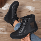 Women's Lace-Up Ankle Boots Side Zipper Round Toe Casual Walking - Lolly 