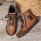 Women's Lace-Up Ankle Boots Side Zipper Round Toe Casual Walking - Lolly 