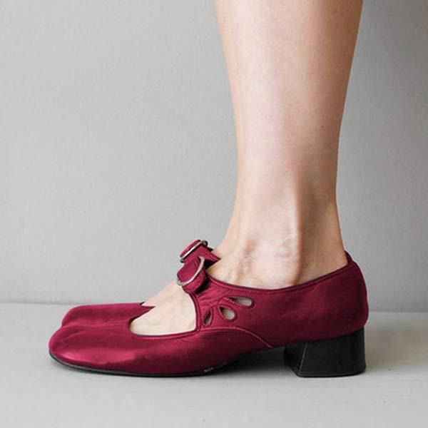 Women's Leather Mary Jane Shoes Buckle Strap Low Heel Casual Formal Everyday Shoes – Federica - Lolly 