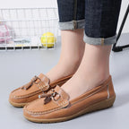 Women's Leather Moccasin Loafers Slip-On Flat Arch Support Casual Everyday Shoes - Lolly 