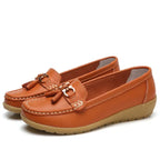 Women's Leather Moccasin Loafers Slip-On Flat Arch Support Casual Everyday Shoes - Lolly 
