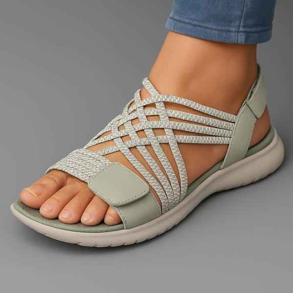 Women's Lightweight Orthopedic Crisscross Elastic Strap Sandals Open Toe Slingback Cushioned Sole Casual Summer Beach Everyday Walking – Sanarita - Lolly 