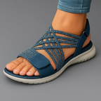 Women's Lightweight Orthopedic Crisscross Elastic Strap Sandals Open Toe Slingback Cushioned Sole Casual Summer Beach Everyday Walking – Sanarita - Lolly 