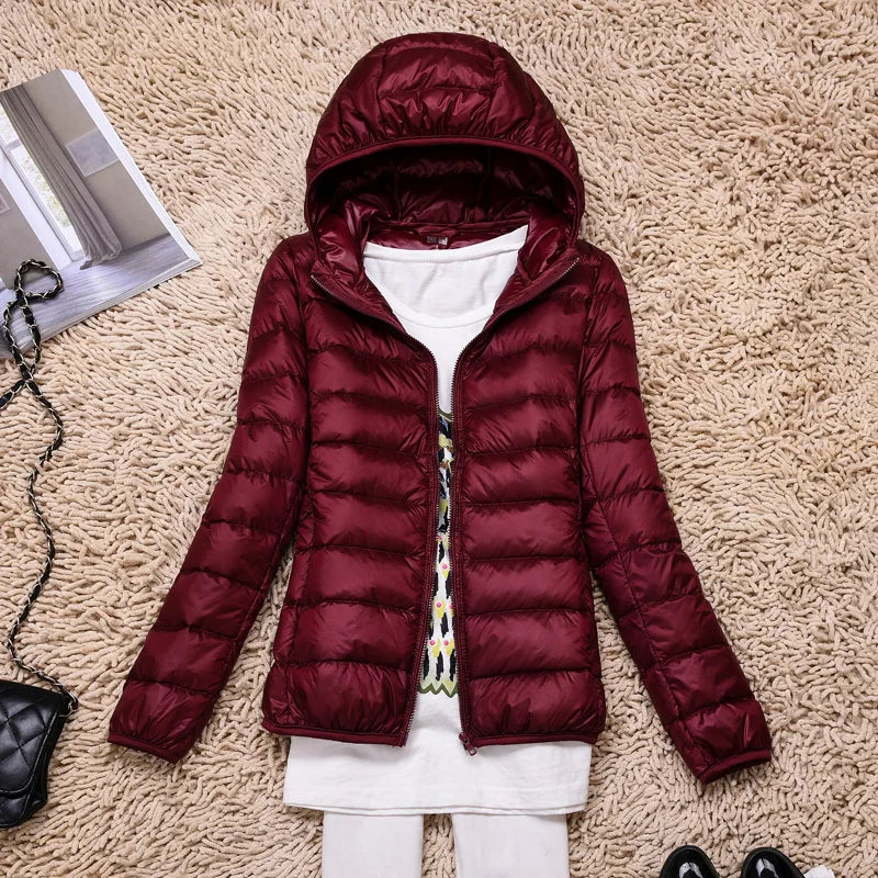 Women's Lightweight Puffer Jacket Hooded Packable Winter Quilted Coat - Lolly 