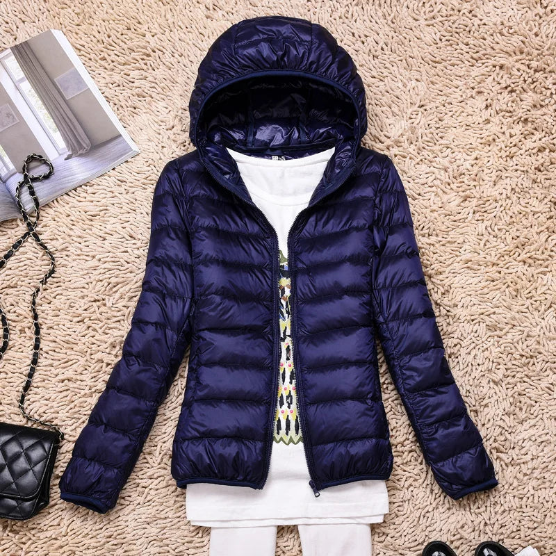 Women's Lightweight Puffer Jacket Hooded Packable Winter Quilted Coat - Lolly 