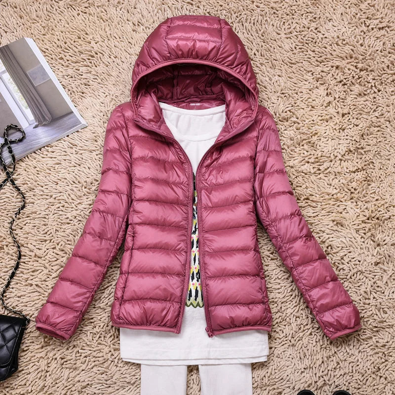Women's Lightweight Puffer Jacket Hooded Packable Winter Quilted Coat - Lolly 