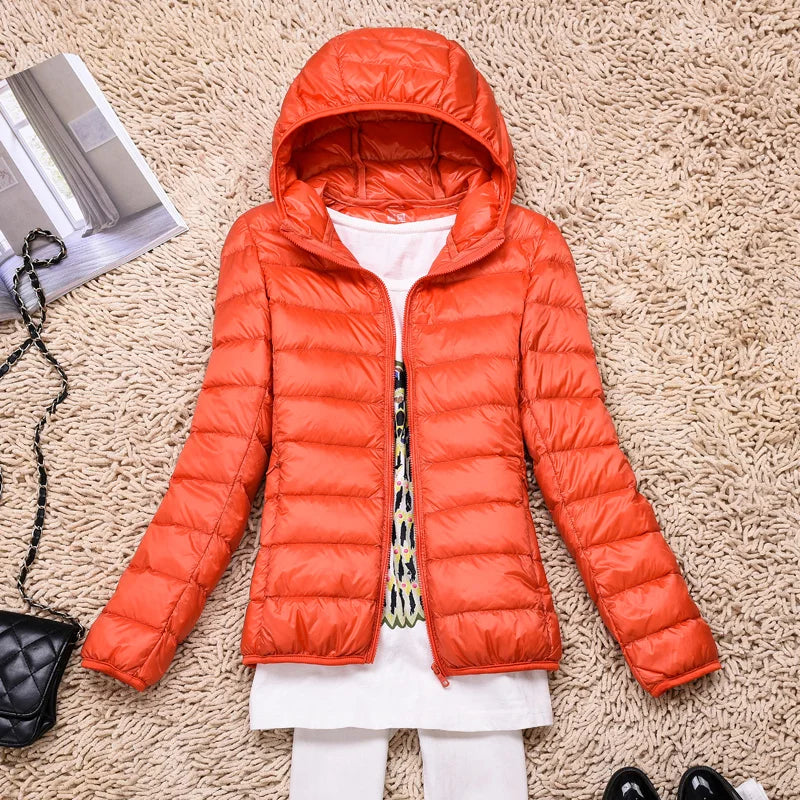 Women's Lightweight Puffer Jacket Hooded Packable Winter Quilted Coat - Lolly 