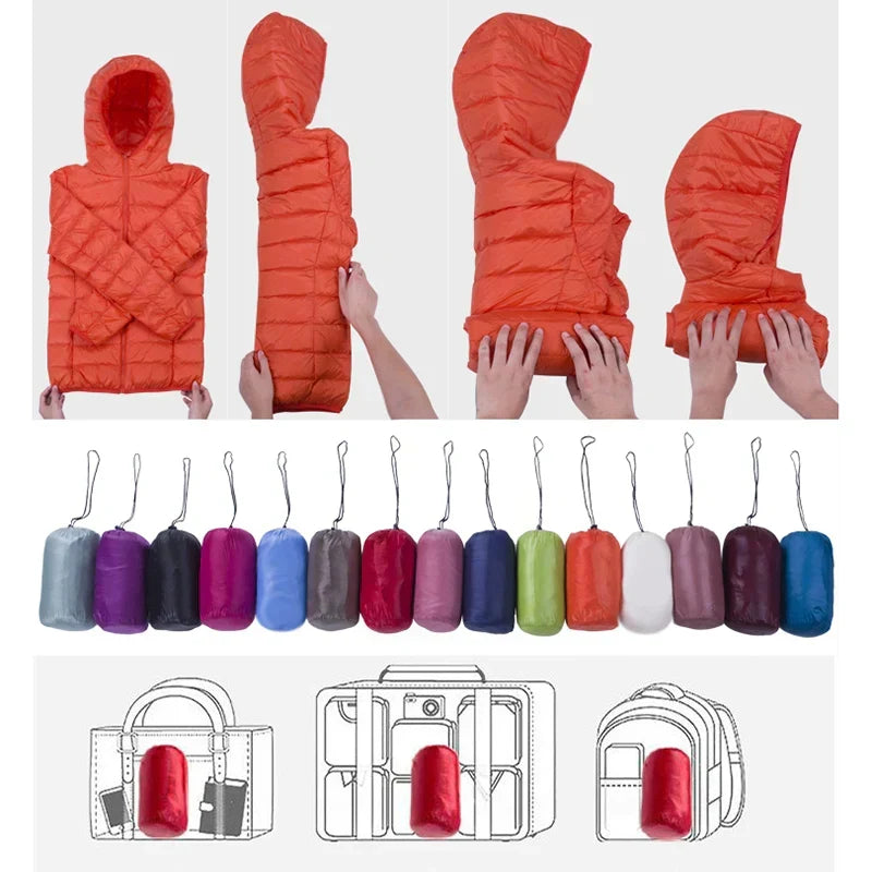 Women's Lightweight Puffer Jacket Hooded Packable Winter Quilted Coat - Lolly 