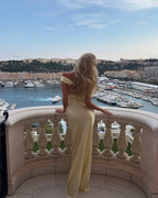 Women's Long Wedding Off-Shoulder Satin Dress Open Back Fluid Elegant Formal Gown – Alicia - Lolly 